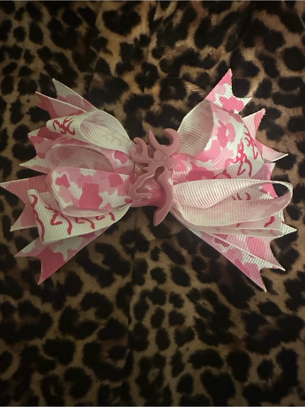 Browning Pink and White Girls Hair Bow Clip